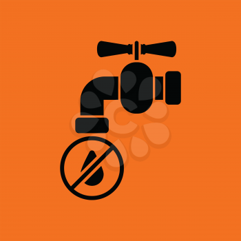 Water faucet with dropping water icon. Orange background with black. Vector illustration.