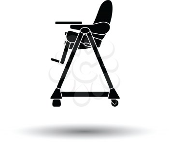 Baby high chair icon. White background with shadow design. Vector illustration.