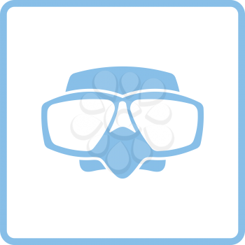 Icon of scuba mask . Blue frame design. Vector illustration.