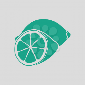 Lemon icon. Gray background with green. Vector illustration.