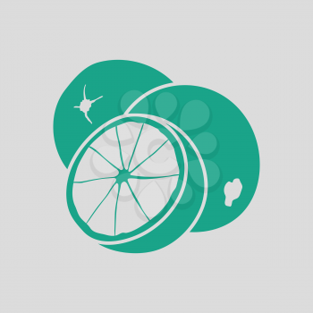 Orange icon. Gray background with green. Vector illustration.