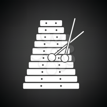 Xylophone icon. Black background with white. Vector illustration.