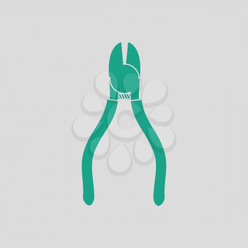 Side cutters icon. Gray background with green. Vector illustration.