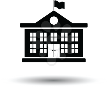 School building icon. White background with shadow design. Vector illustration.