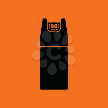 Pepper spray icon. Orange background with black. Vector illustration.