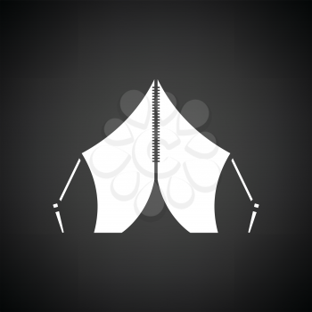 Touristic tent icon. Black background with white. Vector illustration.