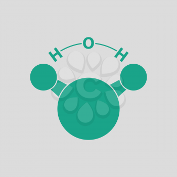 Icon of chemical molecule water. Gray background with green. Vector illustration.