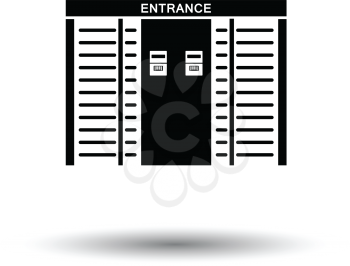Stadium entrance turnstile icon. White background with shadow design. Vector illustration.