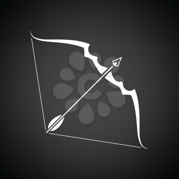 Bow and arrow icon. Black background with white. Vector illustration.