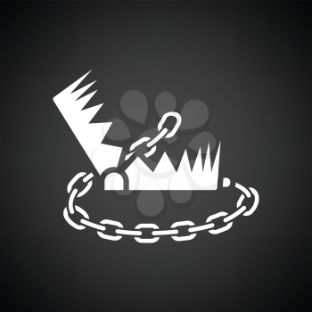 Bear hunting trap  icon. Black background with white. Vector illustration.