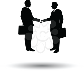 Meeting businessmen icon. White background with shadow design. Vector illustration.