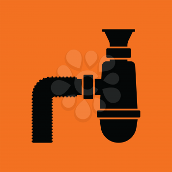 Bathroom siphon icon. Orange background with black. Vector illustration.