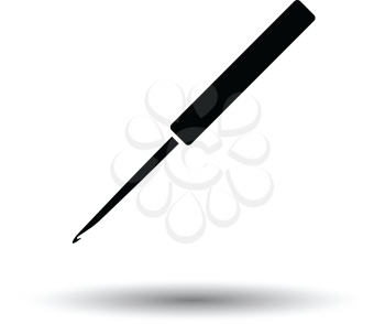 Crochet hook icon. White background with shadow design. Vector illustration.
