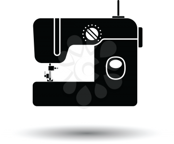 Modern sewing machine icon. White background with shadow design. Vector illustration.