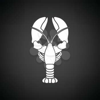 Lobster icon. Black background with white. Vector illustration.