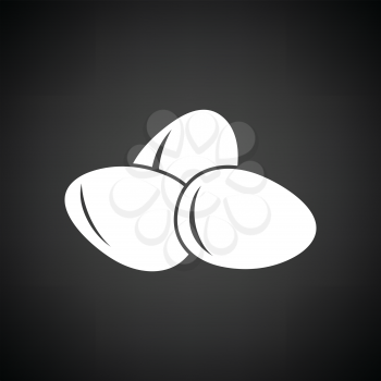 Eggs icon. Black background with white. Vector illustration.