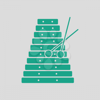 Xylophone icon. Gray background with green. Vector illustration.