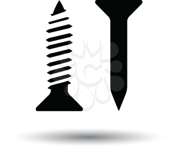 Icon of screw and nail. White background with shadow design. Vector illustration.