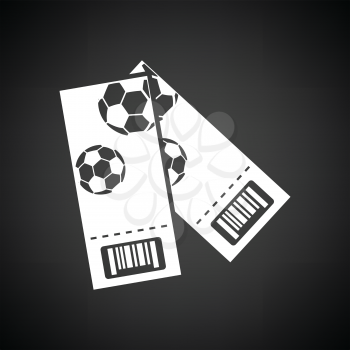 Two football tickets icon. Black background with white. Vector illustration.