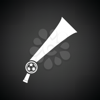 Football fans wind horn toy icon. Black background with white. Vector illustration.