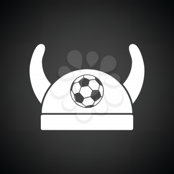 Football fans horned hat icon. Black background with white. Vector illustration.