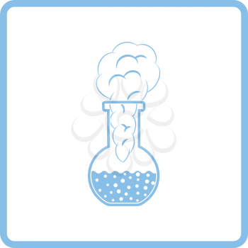 Icon of chemistry bulb with reaction inside. White background with shadow design. Vector illustration.