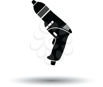 Electric drill icon. White background with shadow design. Vector illustration.