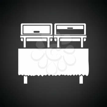 Chafing dish icon. Black background with white. Vector illustration.
