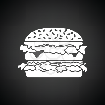 Hamburger icon. Black background with white. Vector illustration.