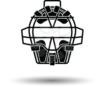 Baseball face protector icon. White background with shadow design. Vector illustration.