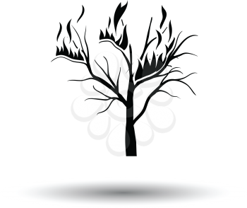 Wildfire icon. White background with shadow design. Vector illustration.