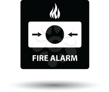 Fire alarm icon. White background with shadow design. Vector illustration.