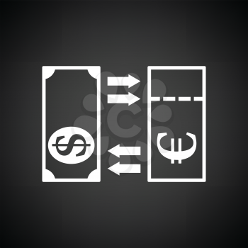 Currency exchange icon. Black background with white. Vector illustration.