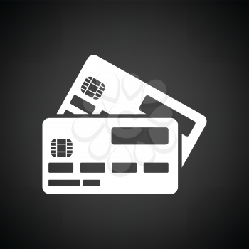 Credit card icon. Black background with white. Vector illustration.