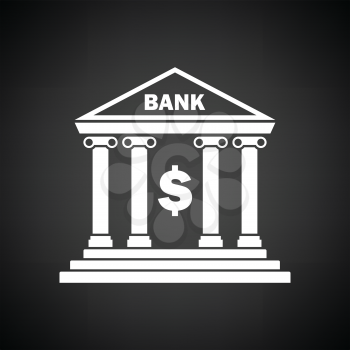 Bank icon. Black background with white. Vector illustration.