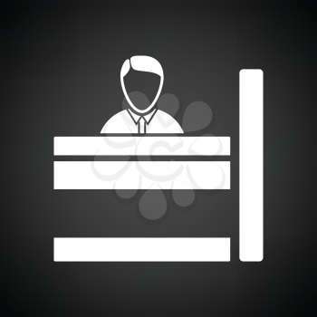 Bank clerk icon. Black background with white. Vector illustration.