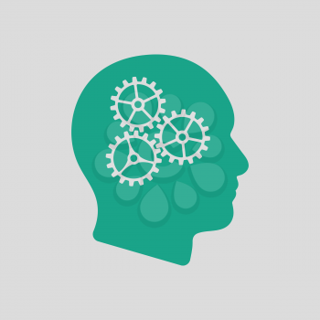 Brainstorm  icon. Gray background with green. Vector illustration.