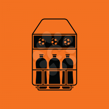 Soccer field bottle container  icon. Orange background with black. Vector illustration.