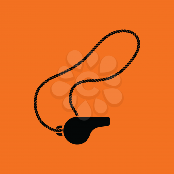 Whistle on lace icon. Orange background with black. Vector illustration.