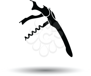 Waiter corkscrew icon. White background with shadow design. Vector illustration.