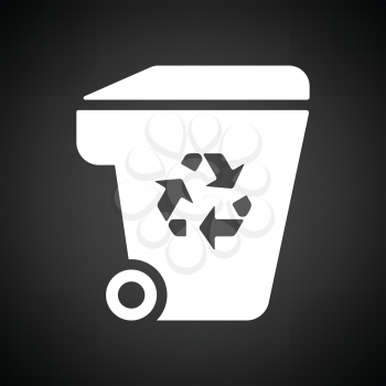 Garbage container recycle sign icon. Black background with white. Vector illustration.