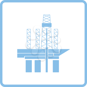 Oil sea platform icon. Blue frame design. Vector illustration.