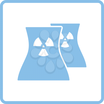 Nuclear station icon. Blue frame design. Vector illustration.