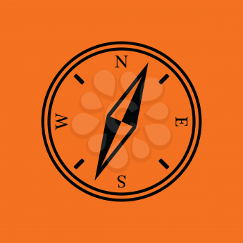 Compass icon. Orange background with black. Vector illustration.