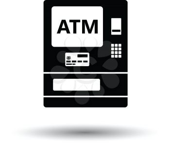 ATM icon. White background with shadow design. Vector illustration.