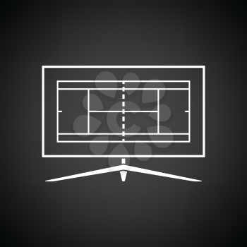 Tennis TV translation icon. Black background with white. Vector illustration.