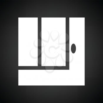 Tennis replay ball out icon. Black background with white. Vector illustration.