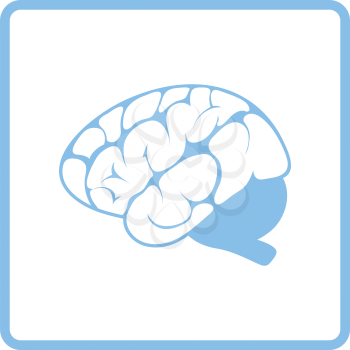 Brain icon. Blue frame design. Vector illustration.