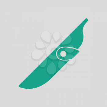 Knife scabbard icon. Gray background with green. Vector illustration.