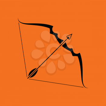 Bow and arrow icon. Orange background with black. Vector illustration.